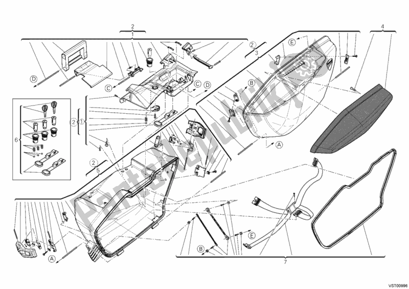 Toutes les pièces pour le Sacoche Gauche du Ducati Multistrada 1200 S Touring 2012